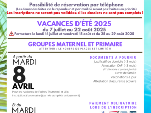 Inscription aux accueils de loisirs vacances d’été