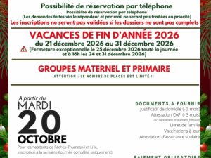Inscription ACMSH vacances de fin d&rsquo;année