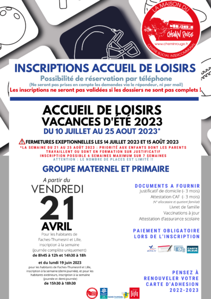 Inscription Accueils de loisirs Été