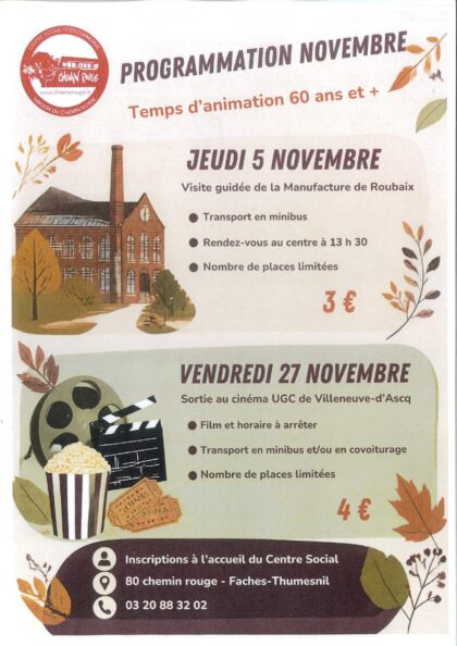 Temps d&rsquo;animation +60 ans (novembre)
